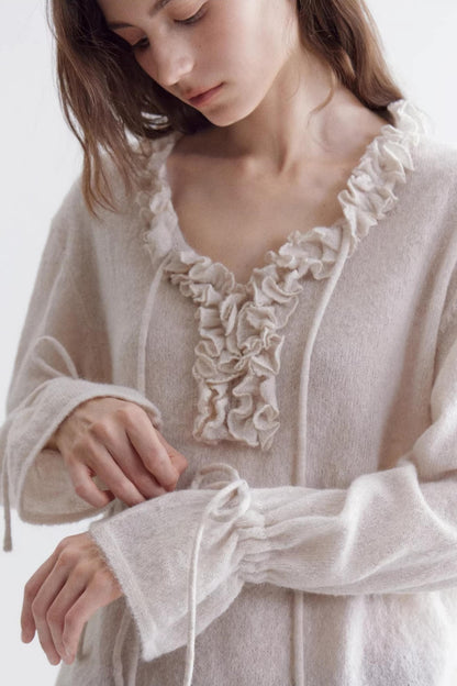Ruffled Merino Wool Sweater