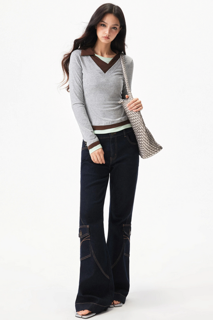 Retro Denim Flared Pants