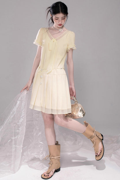 Sweet Character Tulle Patchwork Dress