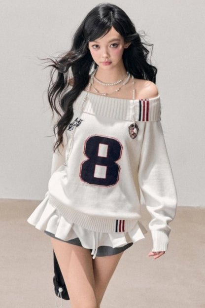 Youthful Off-Shoulder Knit Sweater