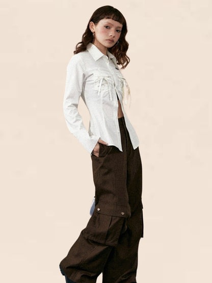 Retro Loose Casual White And Black Shirt