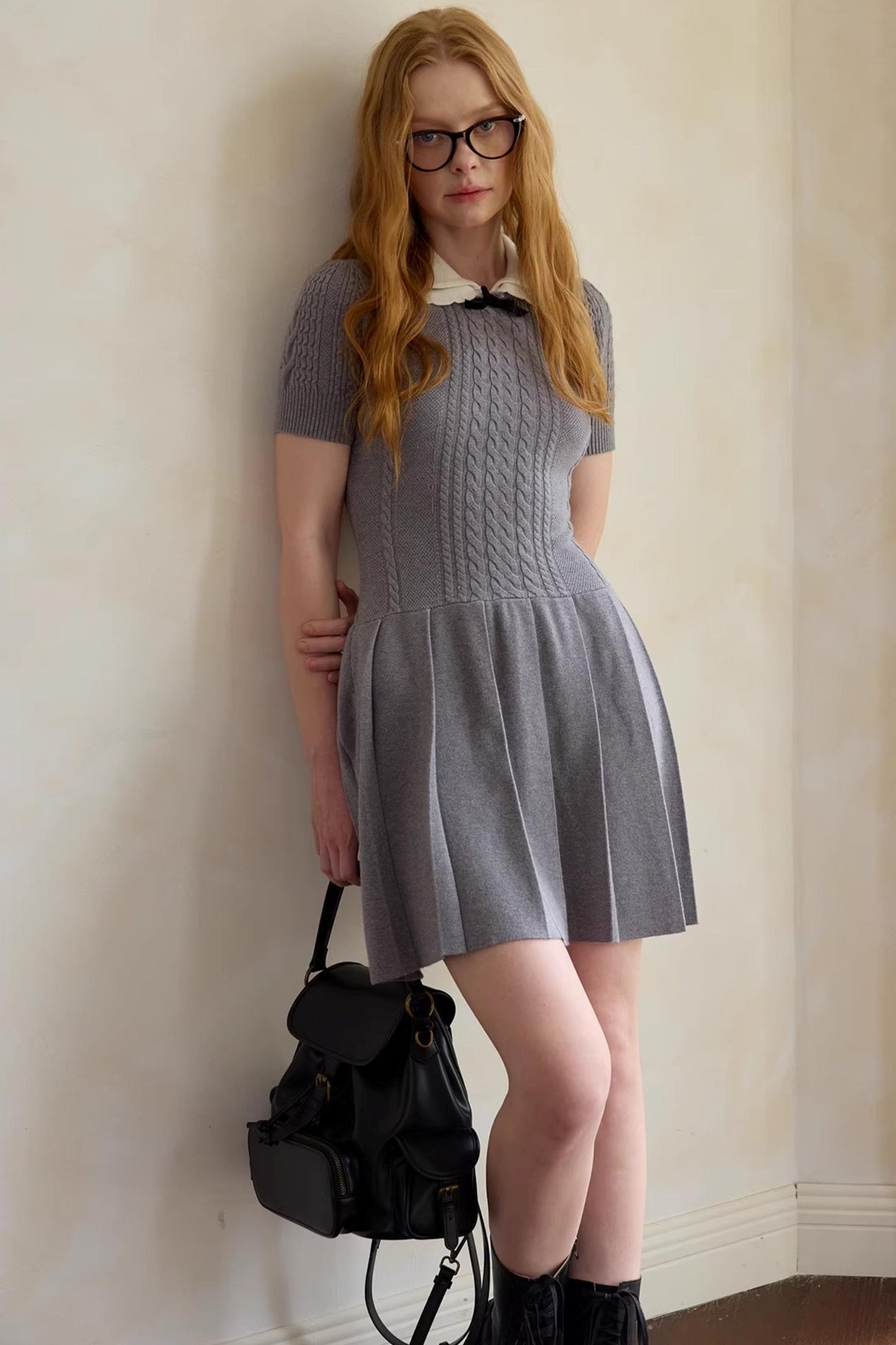 Slim Knit Pleated Dress