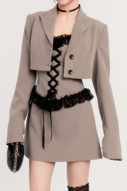 Elegant Lace Patchwork Dress Set-Up