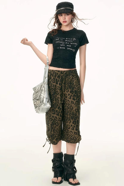 Casual Leopard Drawstring Trousers