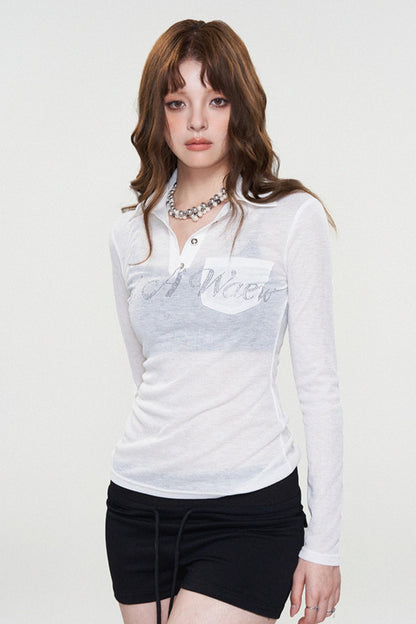 Rhinestone Print Slim Fit Tee