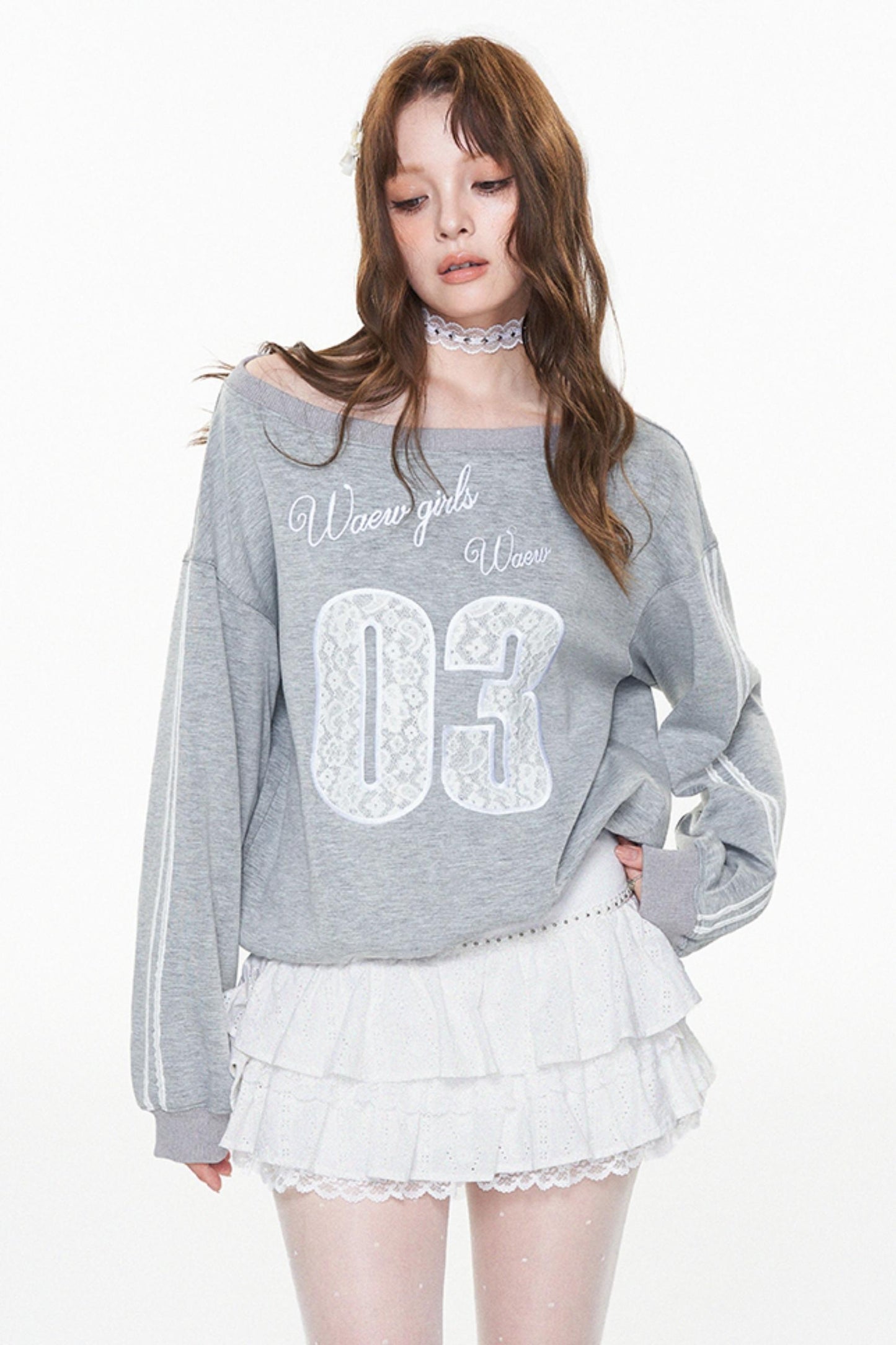 One-Shoulder Slouchy Ballet Sweatshirt