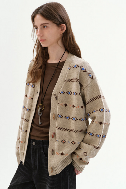 Fano Wool Geometric Cardigan