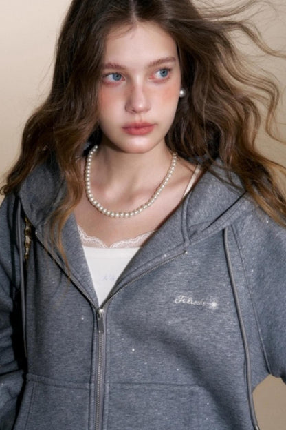 Fine Glitter Hooded Jacket