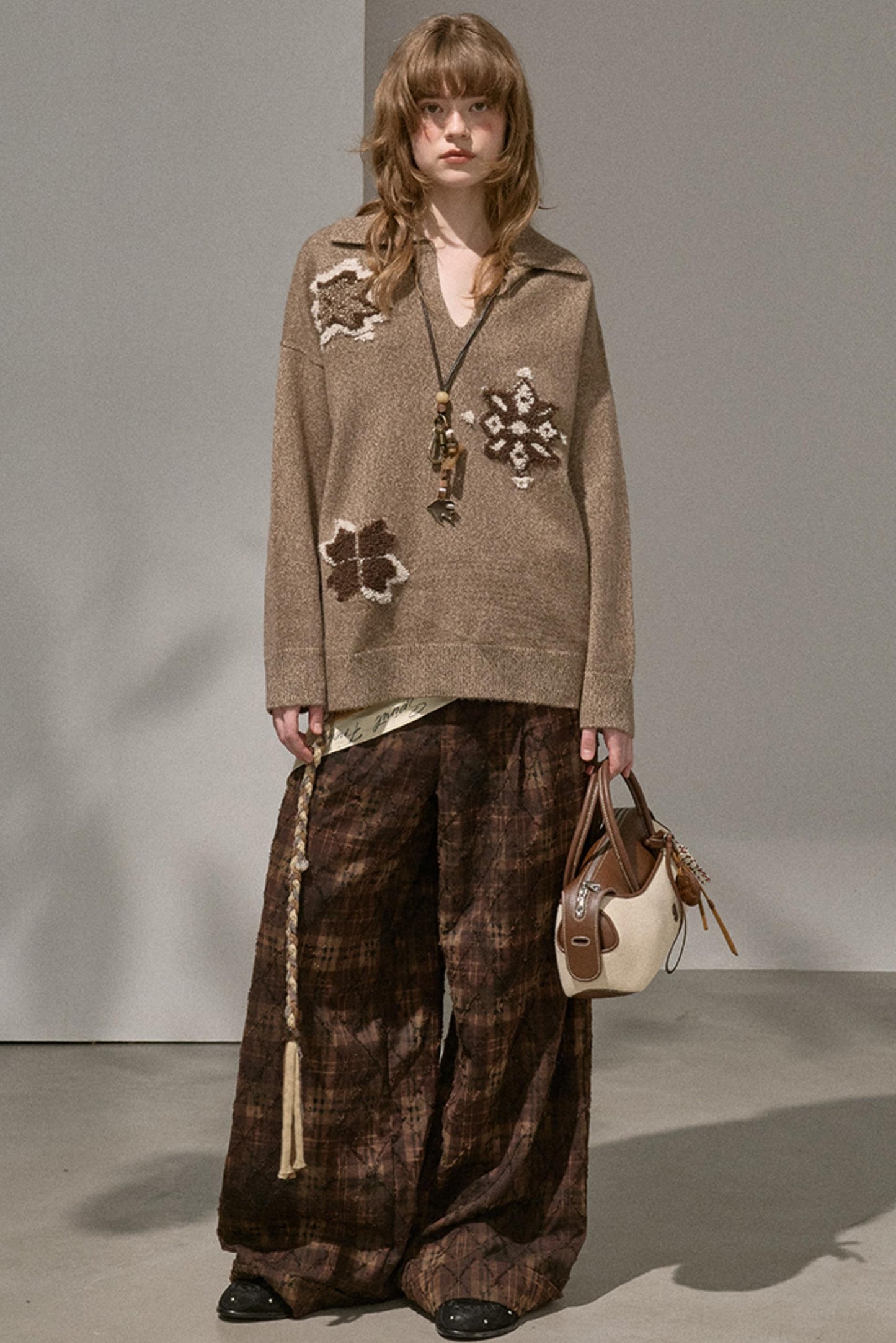 Volumetric Snowflake V-Neck Casual Top