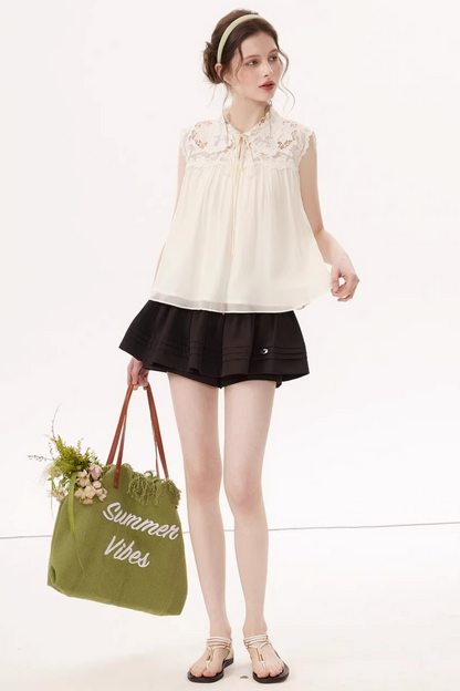 Hollow Embroidery Lace Top