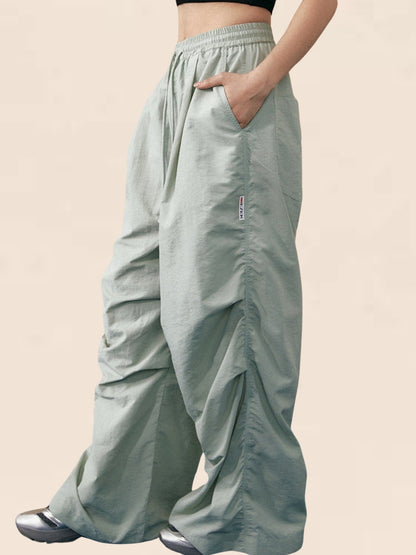 Simple Solid Color Pleated Slacks Pants