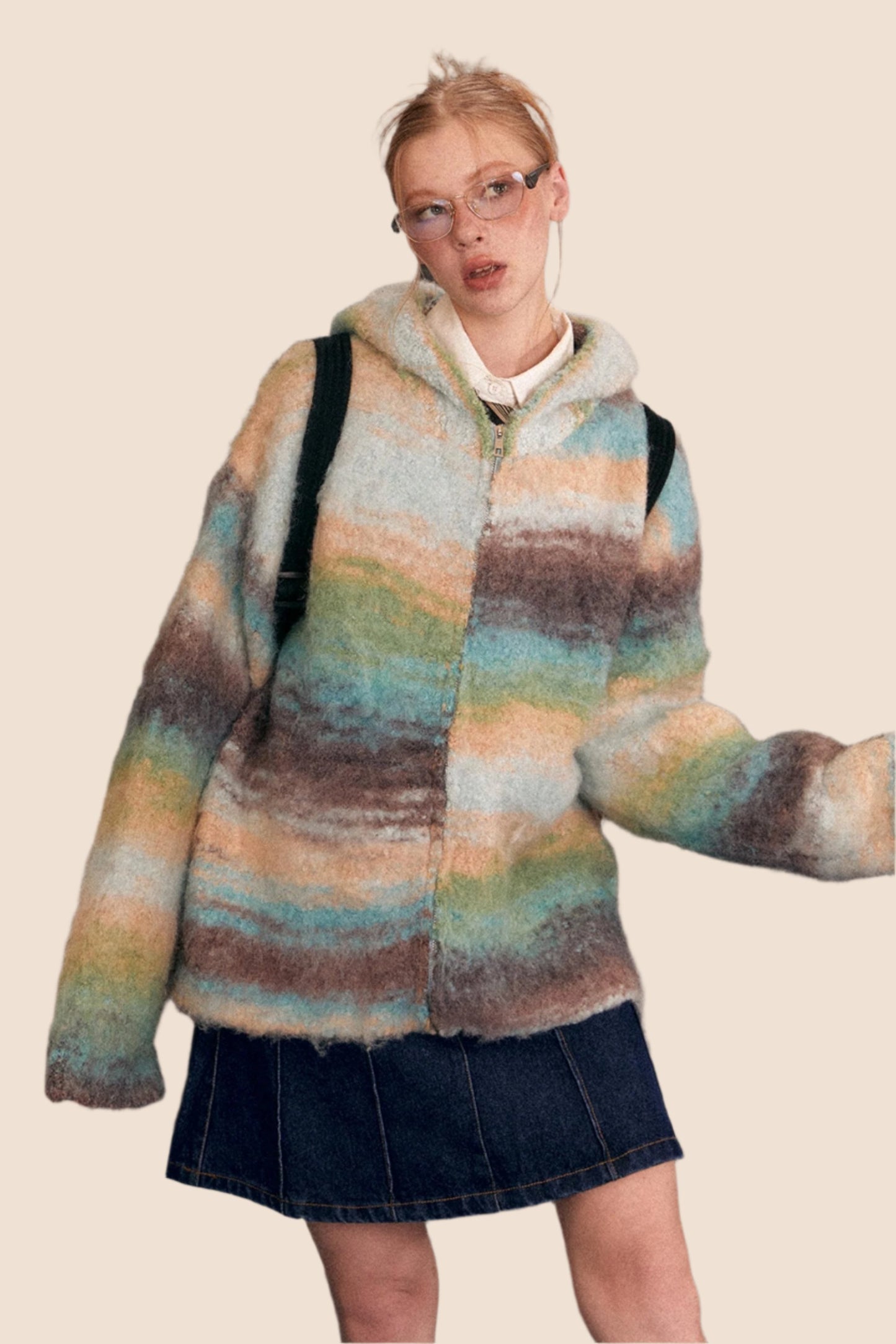 American Loose Gradient Knit Sweater Jacket