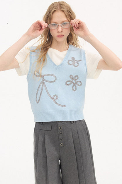 Dot Embroidery Knitted Vest