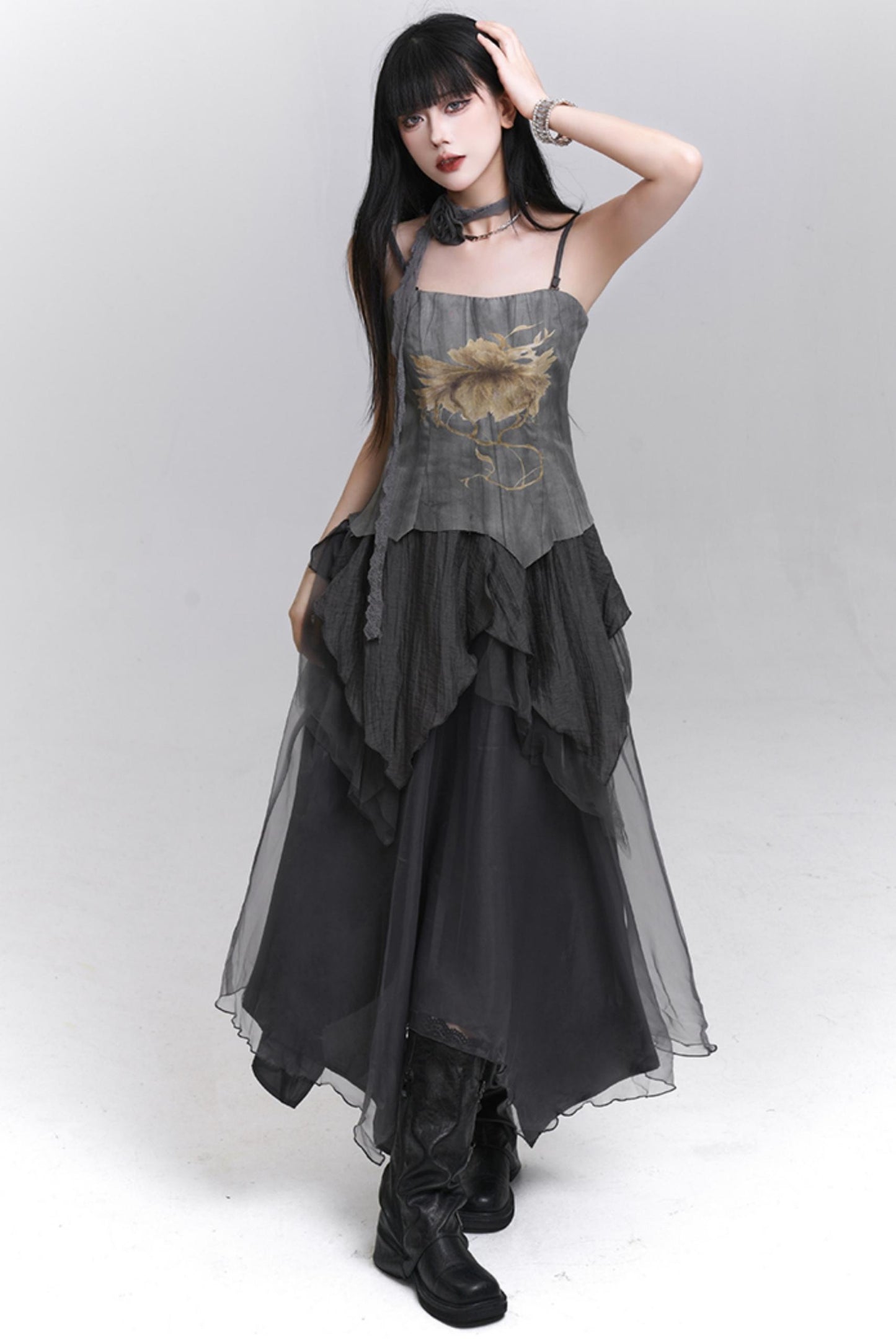 Summer Gray Halter Dress