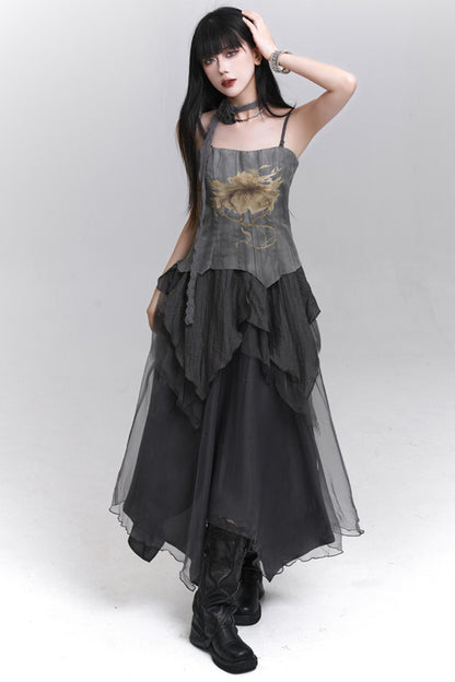 Summer Gray Halter Dress