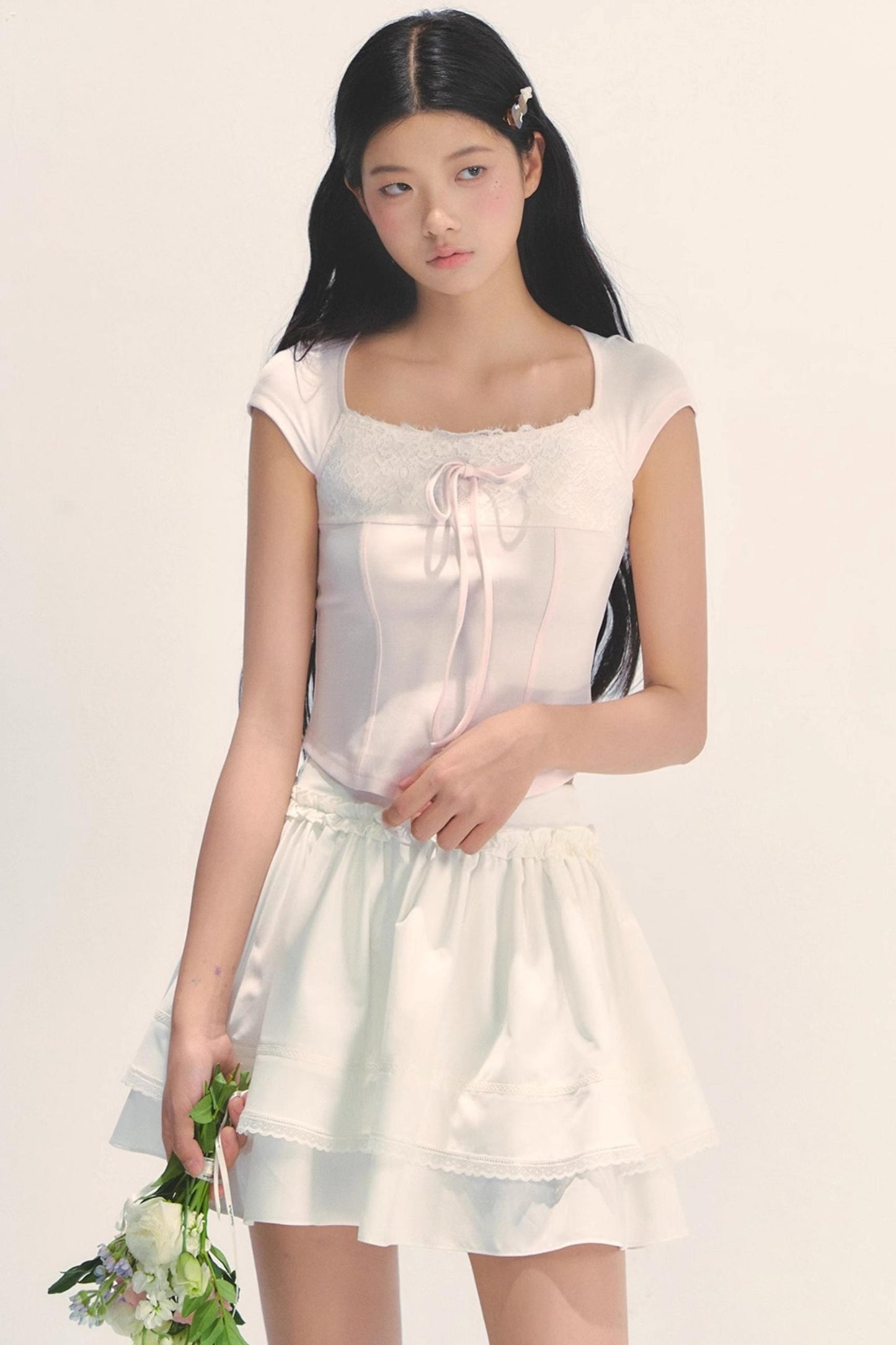 Cotton Lace Peplum Top