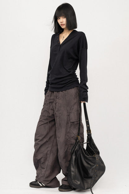 Lazy Style V-Neck Long Sleeve Top