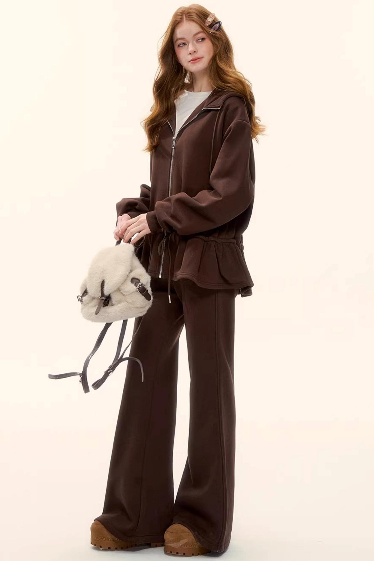 Fleece-Lined Flared Casual Pants