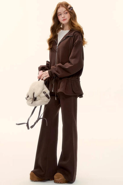 Fleece-Lined Flared Casual Pants