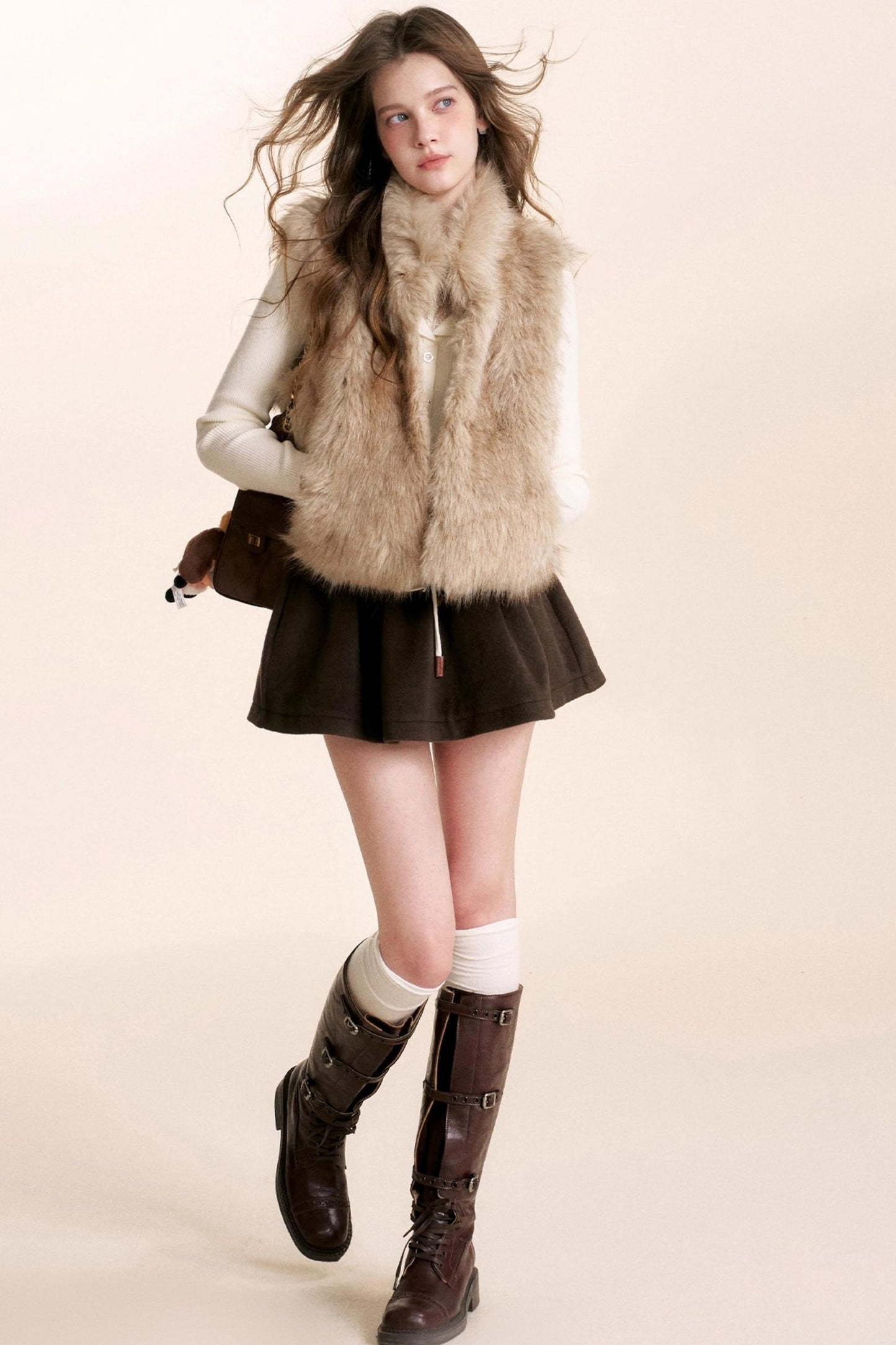 Fragrant Chocolate Wool A-Line Skirt