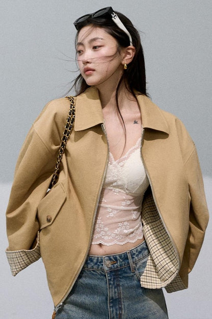 Cotton Corduroy Reversible Plaid Jacket