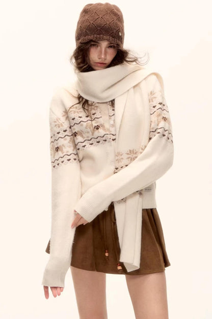 Jacquard Knit Cardigan Set