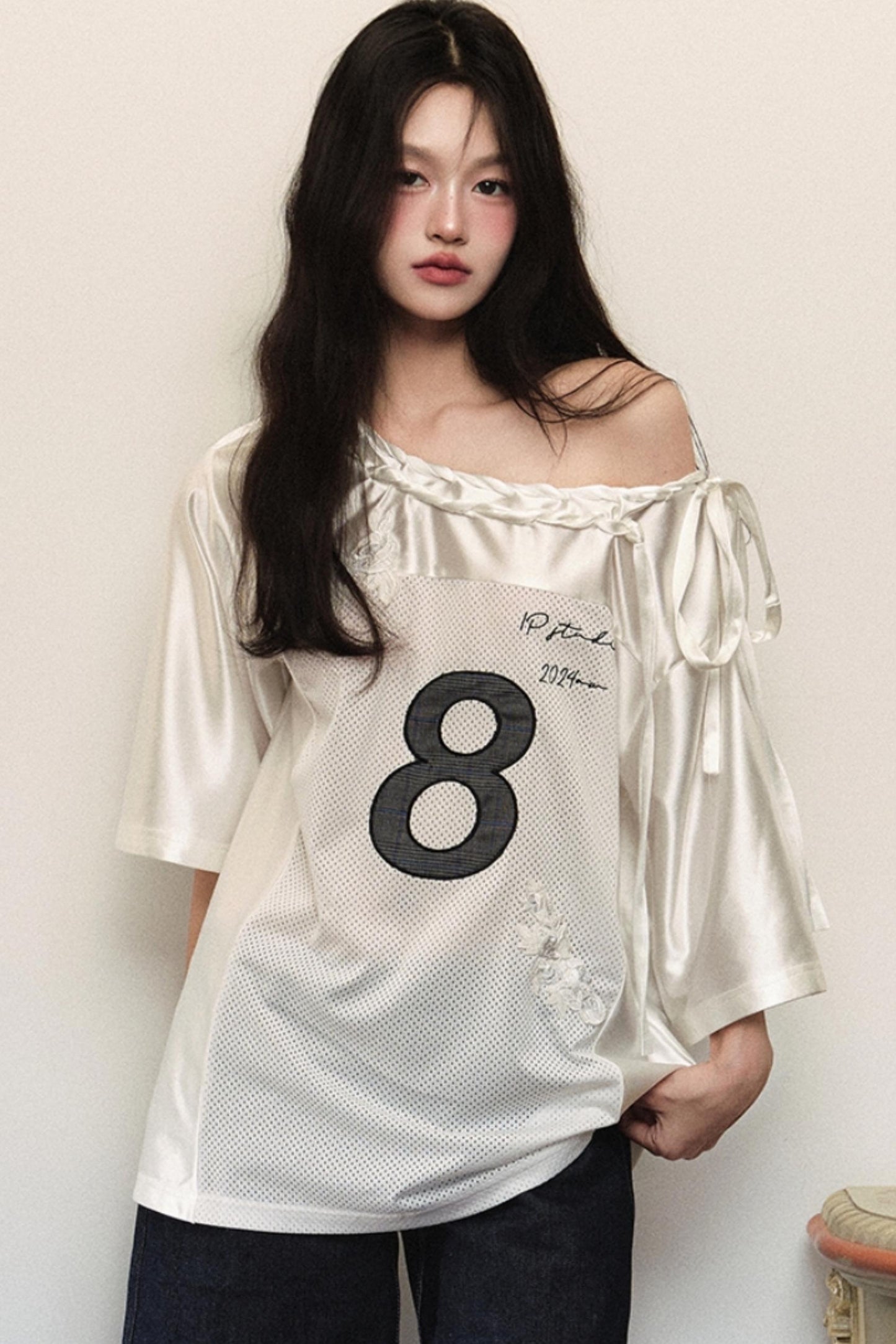 Block Core Mesh Slouch Top