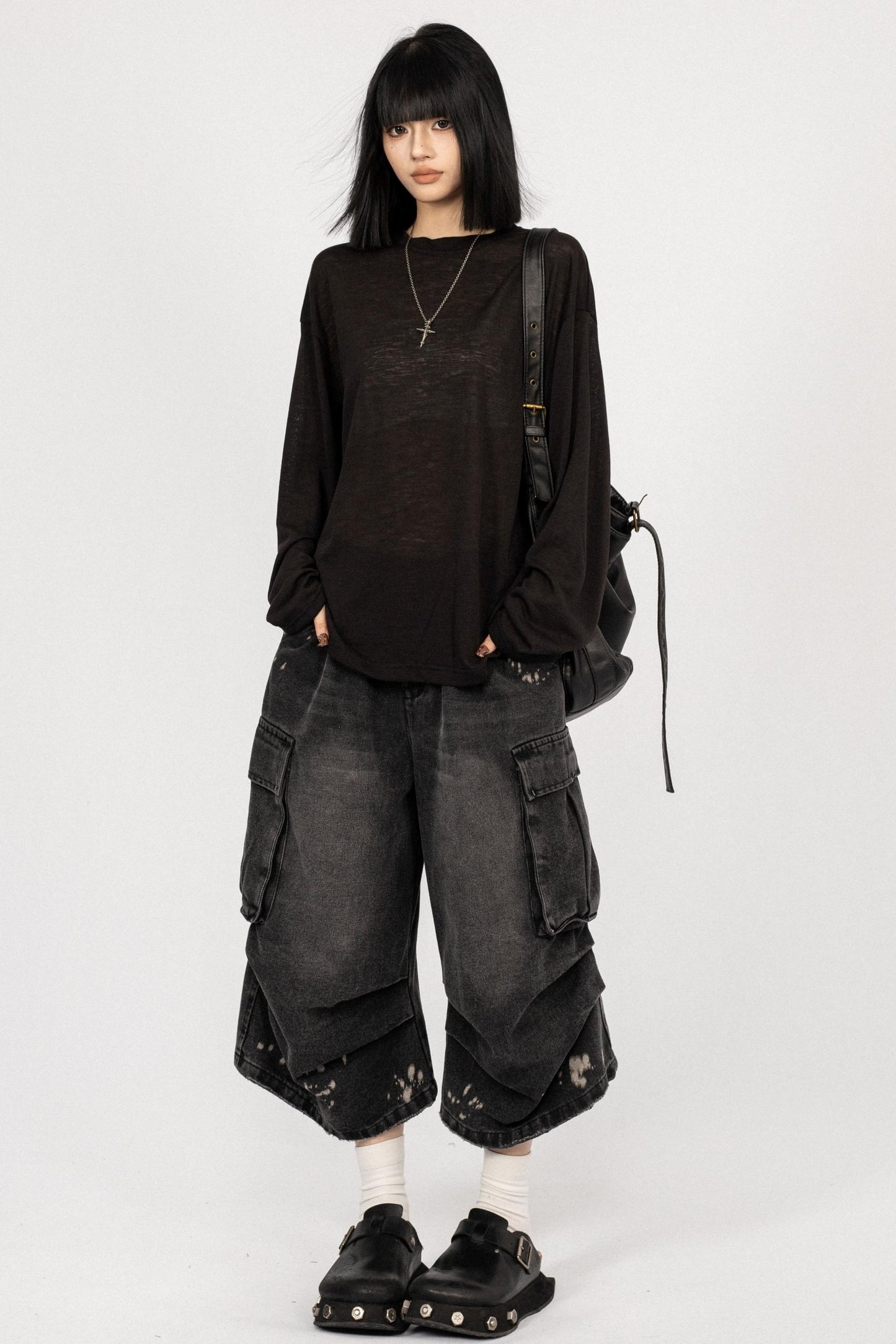 Simple Black Knitwear Sweater