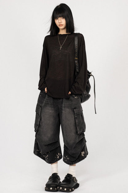 Simple Black Knitwear Sweater