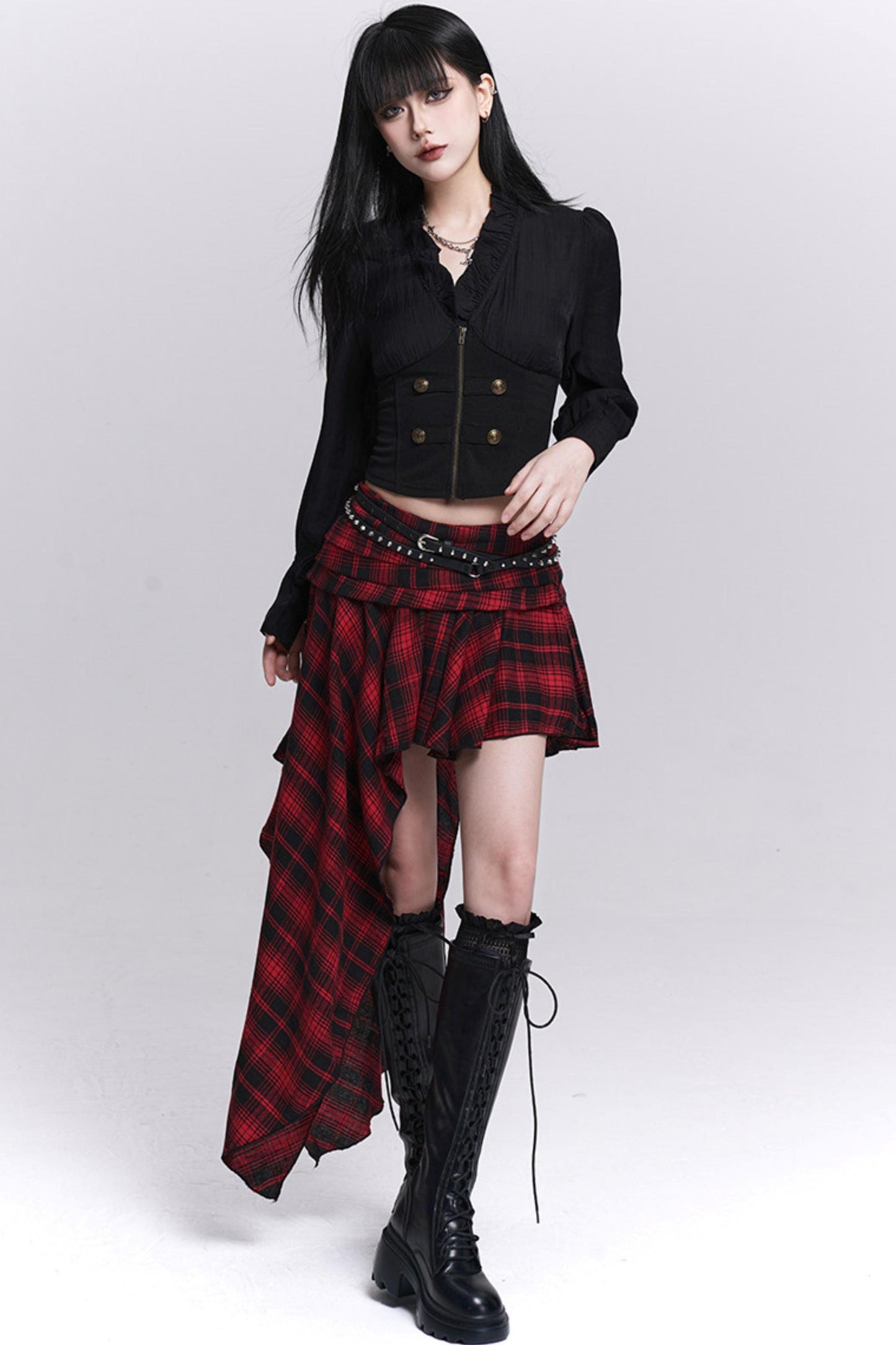 Rote Karierte Unregelmäßige Rock