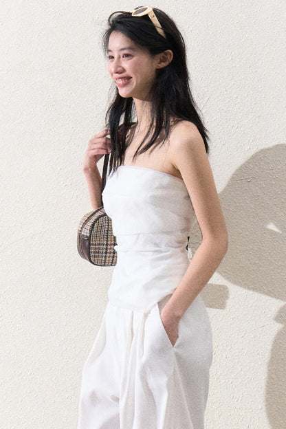 캐주얼 슬림 자켓 & 와이드 레이스 팬츠 세트 