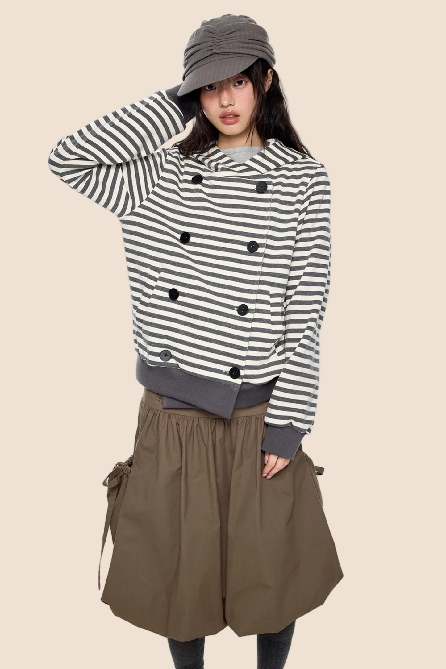 Striped Hooded Cardigan Jacket