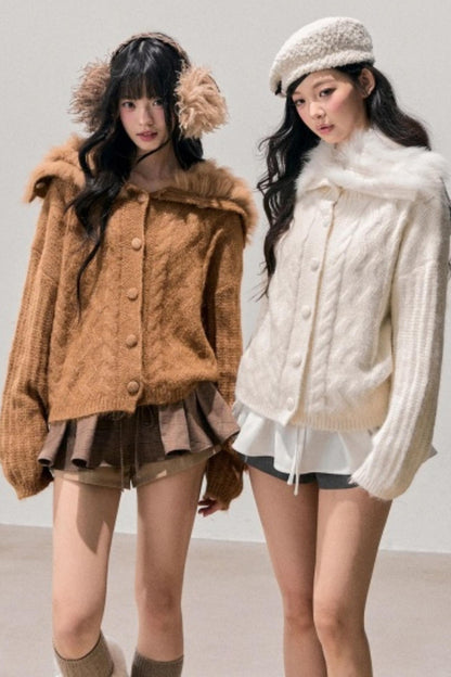 Fox Fur Knit Cardigan