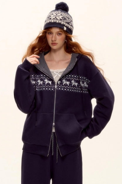 Fair Isle Quilted Jacket Pants Set-Up