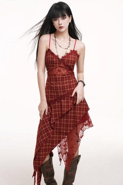 Pink Plaid Halter Dress