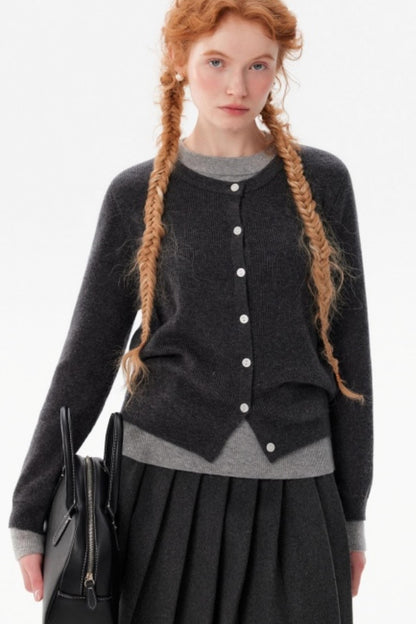 Color-Blocked Knit Fake Two Sweater