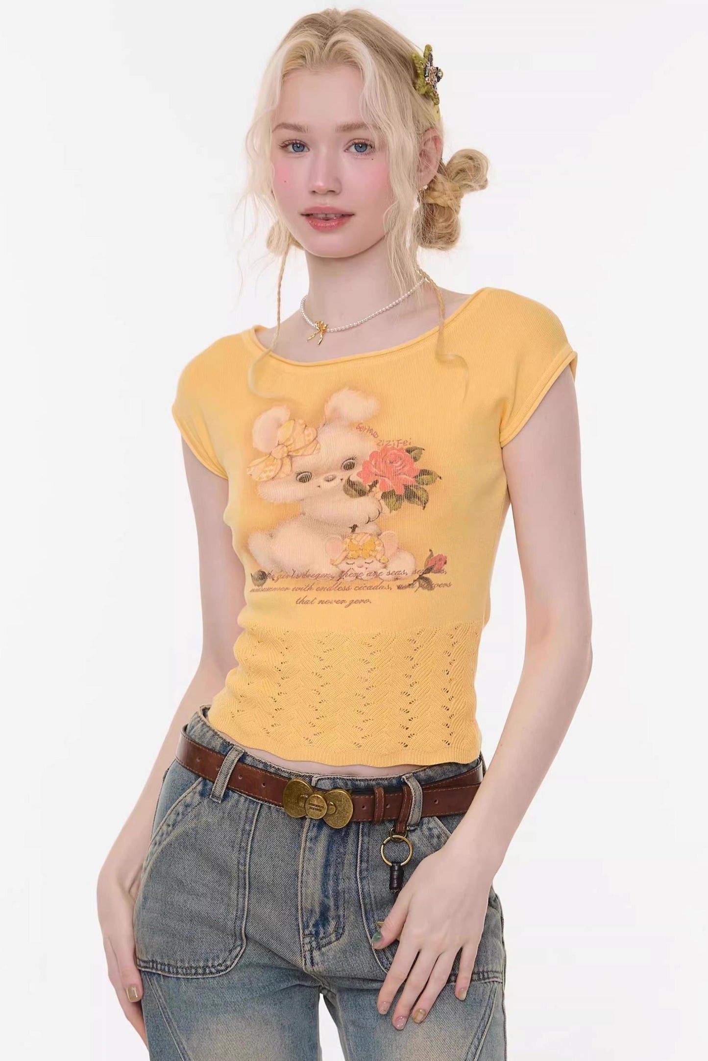 Sweet Rabbit Print T-Shirt