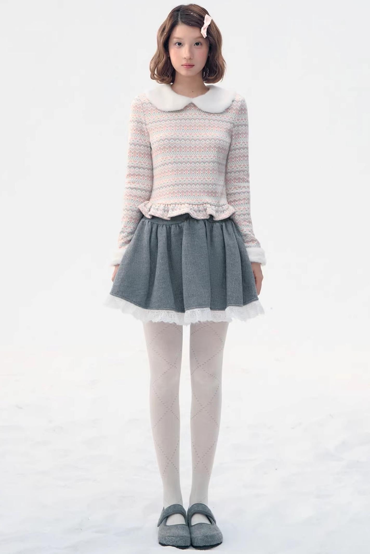 Fair Isle Polka Dot Knit Top