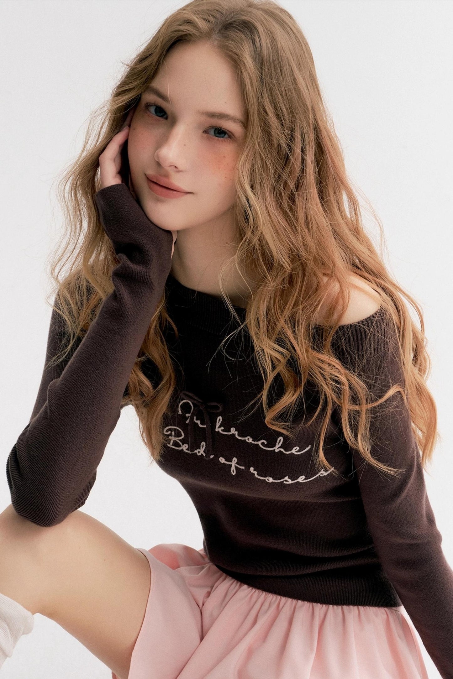 Rose Cream Cotton Puffy A-Line Skirt