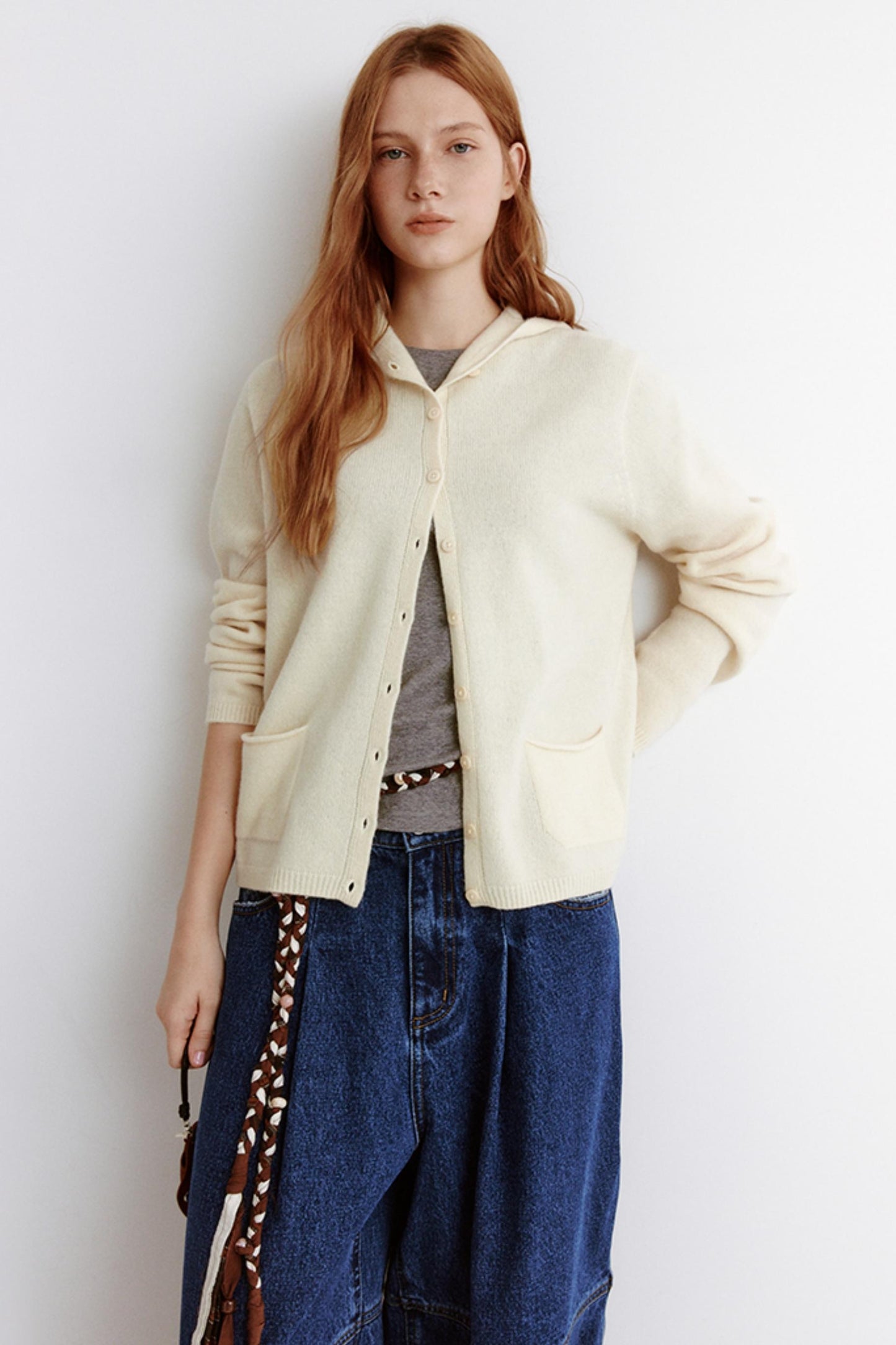 Soft Cashmere Hooded Knitted Cardigan