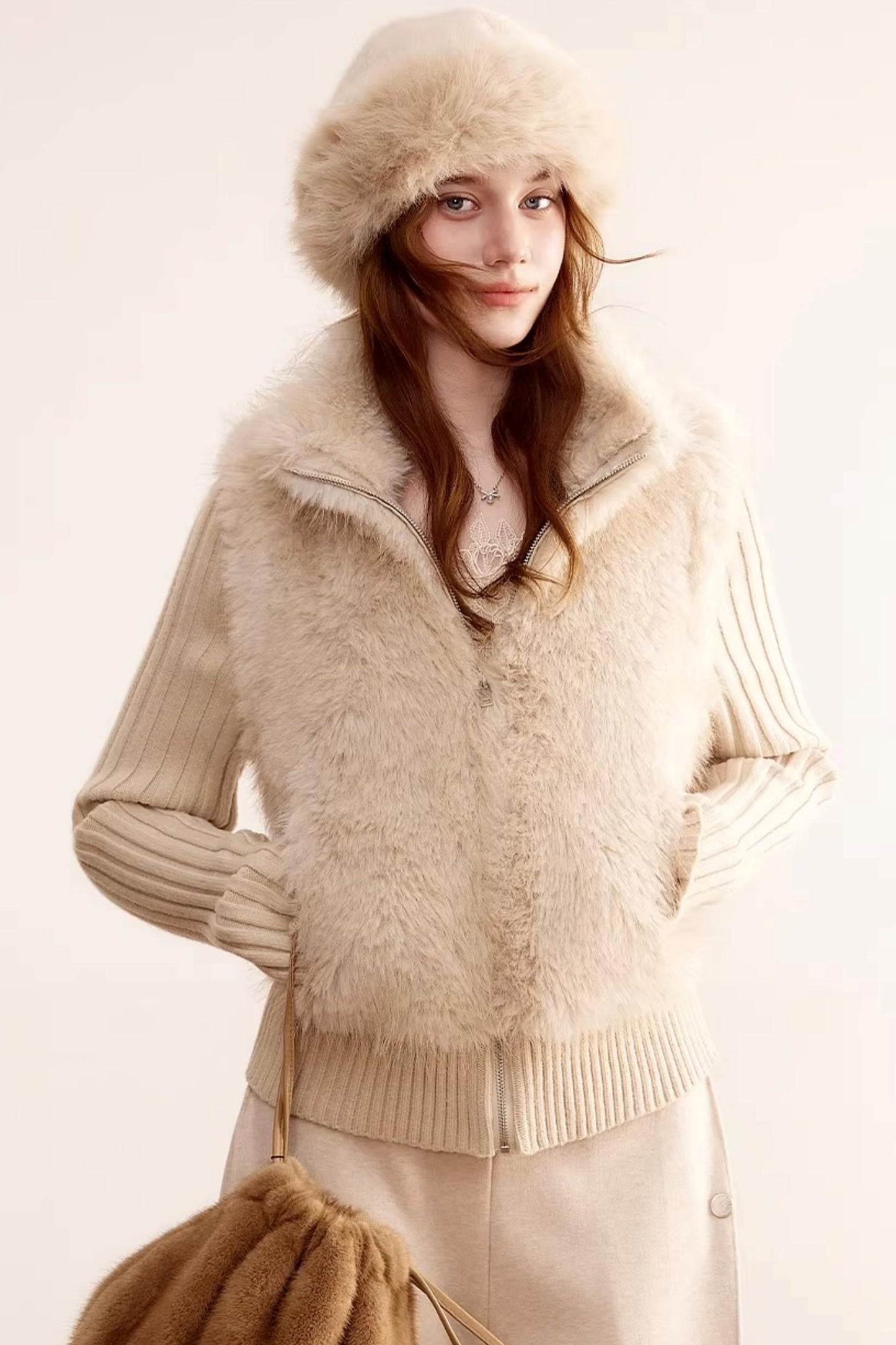 Detachable Sleeve Fur Coat