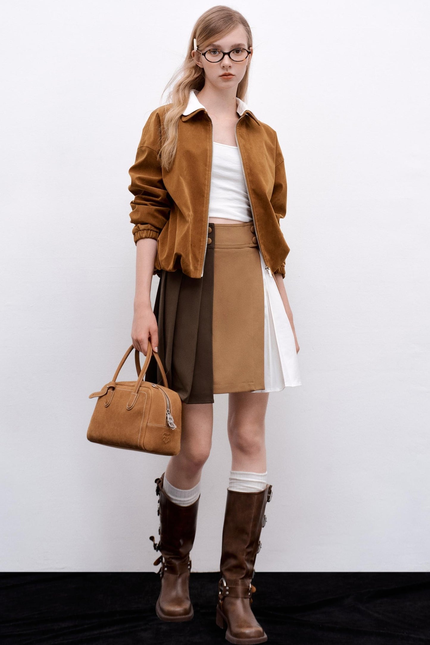 Detachable Pleated A-Line Skirt