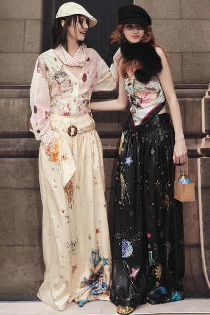 Pleated Sky Wide-Leg Pants