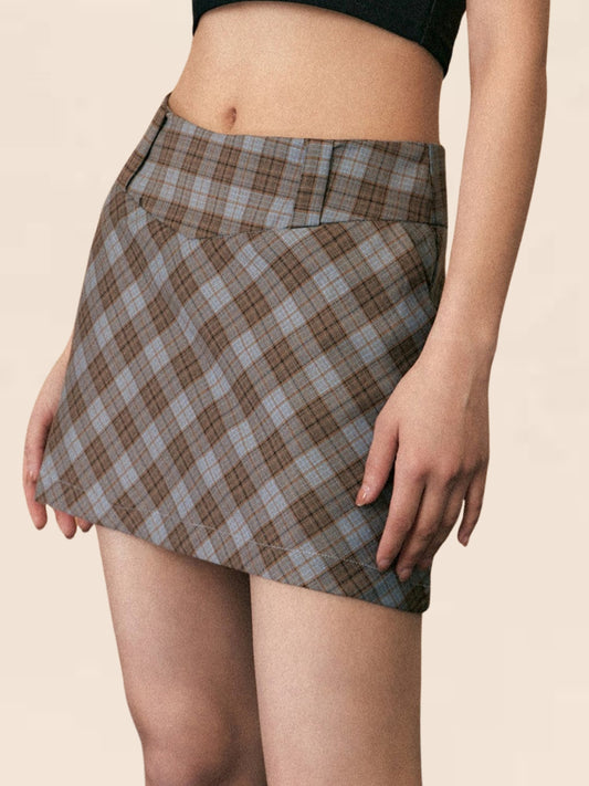 High-Quality Plaid A-Line Skirt