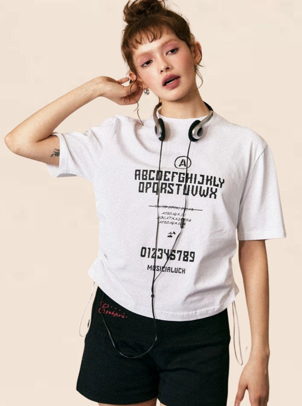American White Letter Print T-Shirt