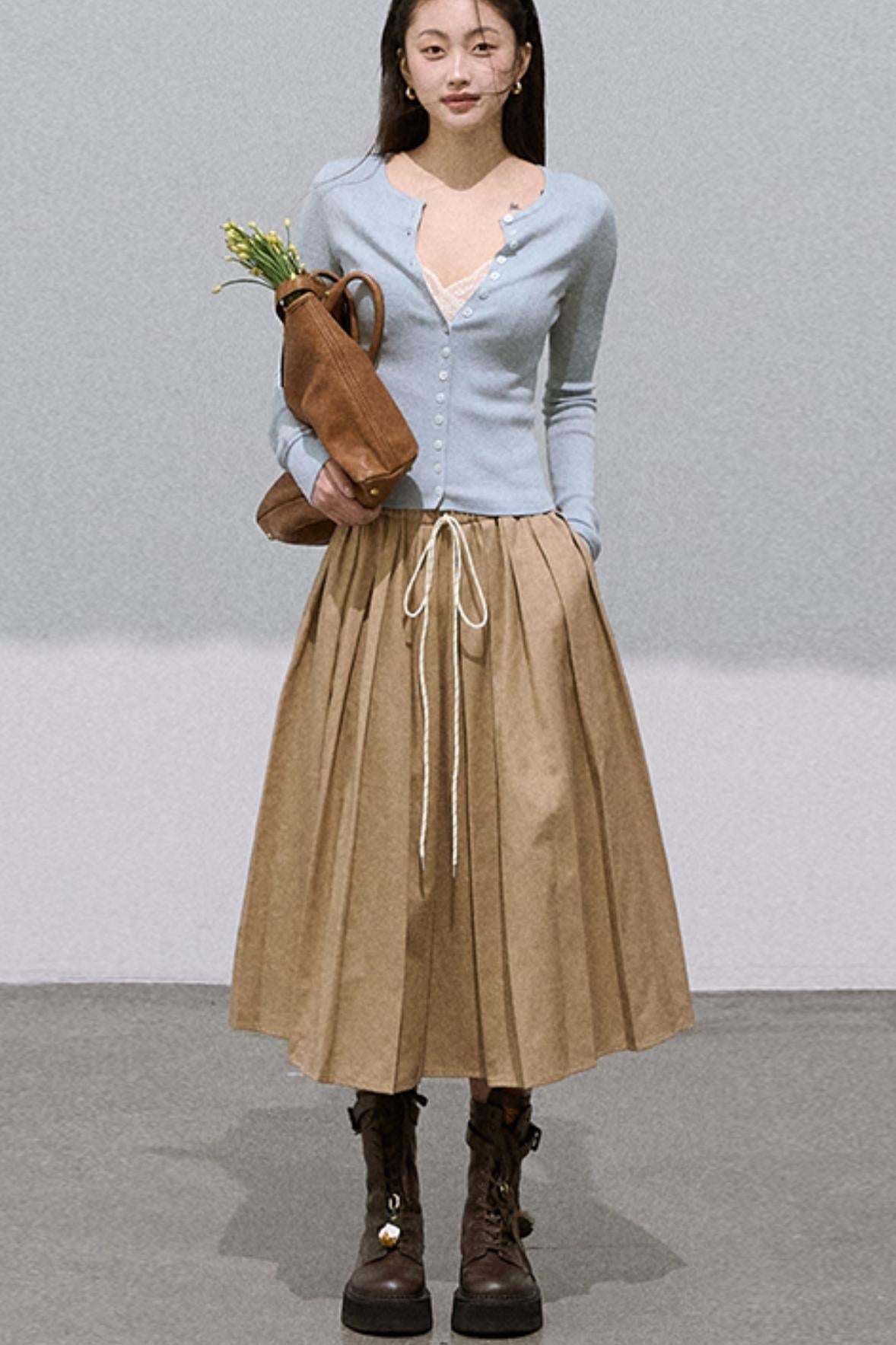 Lyocell Waist Pleated Skirt