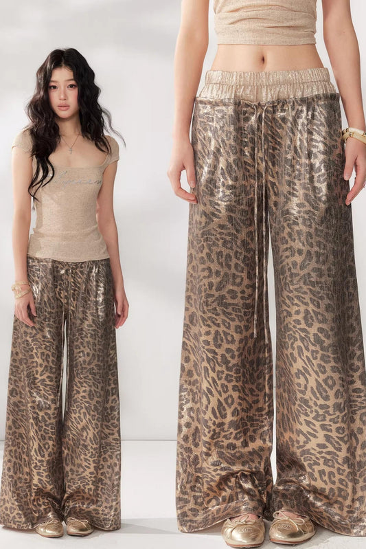Leopard Print Wide-Leg Pants