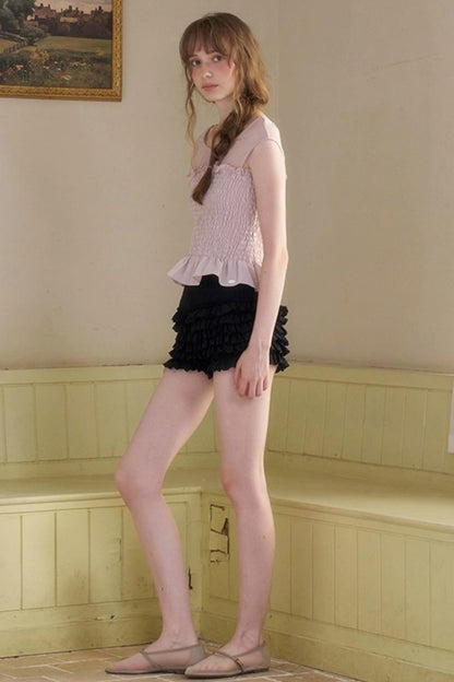 Sweet Mark Lace Short Sleeves Top