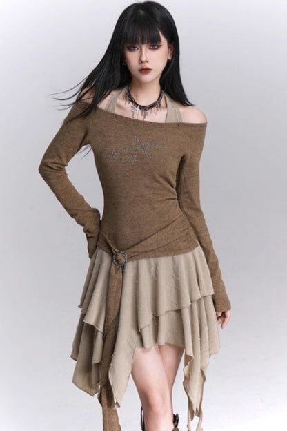 Halter Neck Off-Shoulder Dress