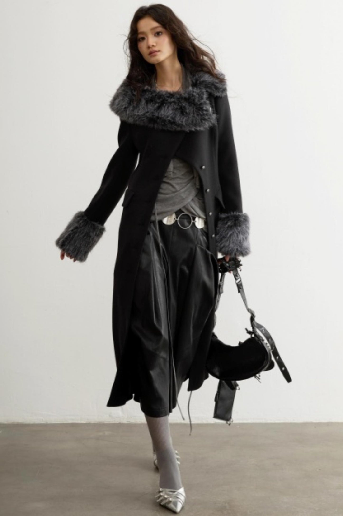 Retro Wool Fur-Collar Coat